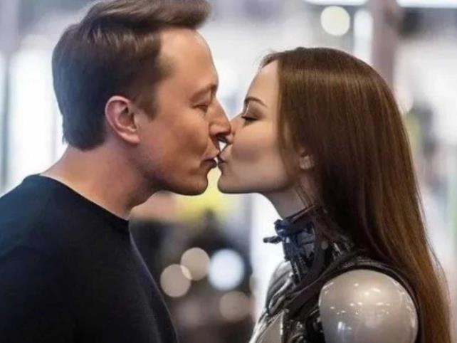 Se viraliza imagen de Musk besando a robot